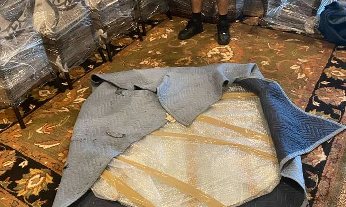 Protected and wrapped furniture prepared for a Bayou Movers move in Montgomery, Texas
