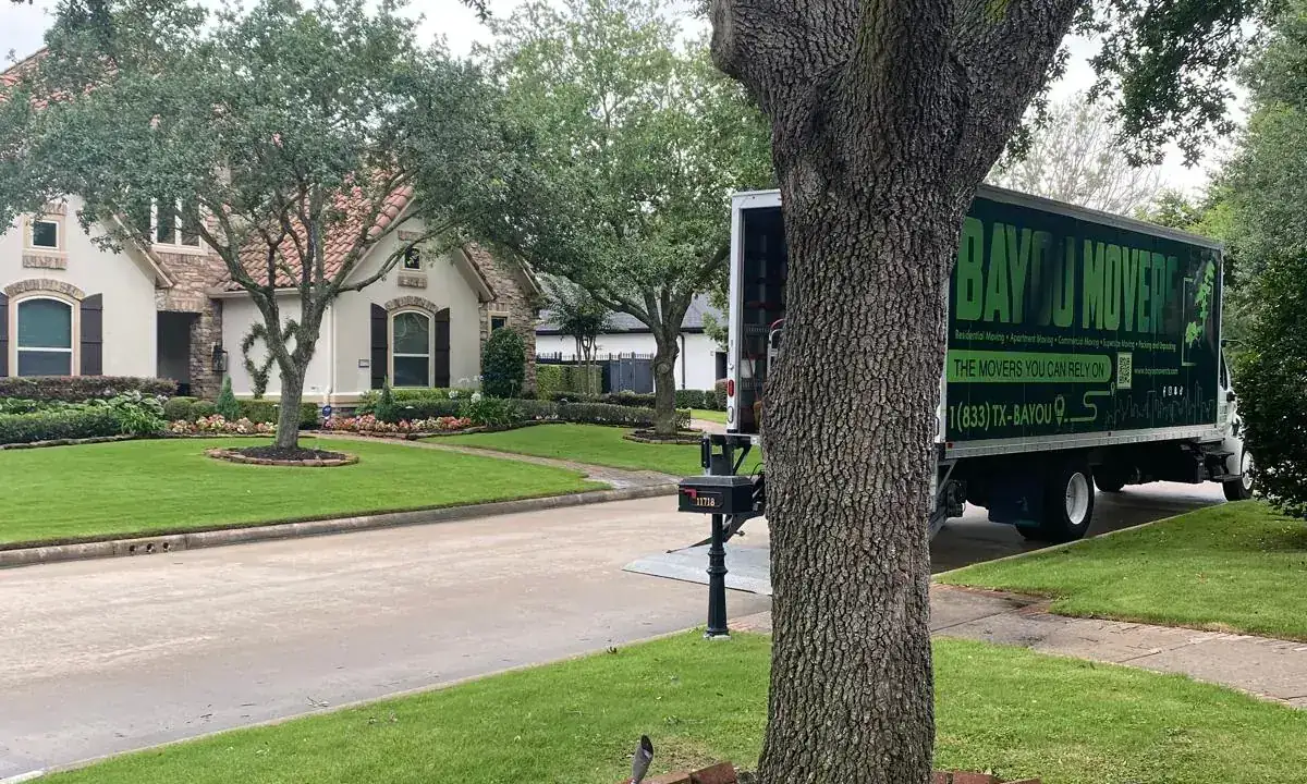 Bayou Movers truck supporting residential moves in Baytown, Texas
