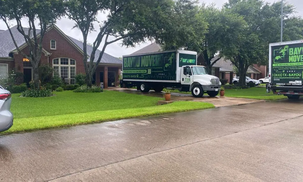 Bayou Movers truck supporting residential moves in Pearland, Texas