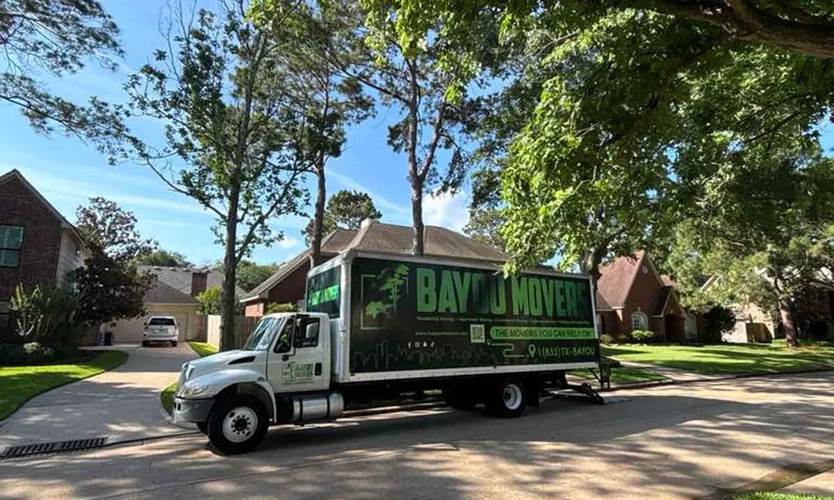 Bayou Movers truck supporting residential moves in Fulshear, Texas